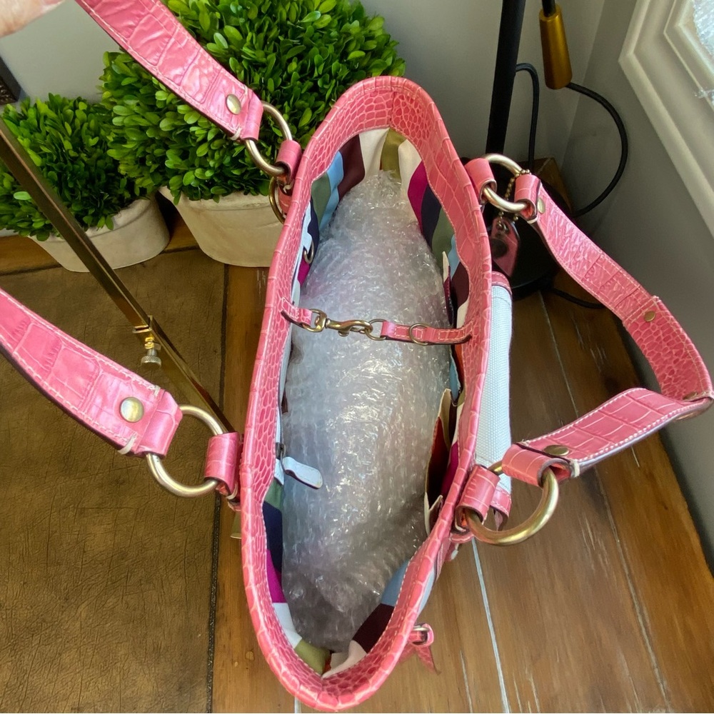 Coach RARE Exotic Legacy Pink Croc Embossed Trim Tote Y2K - Picture 8 of 17